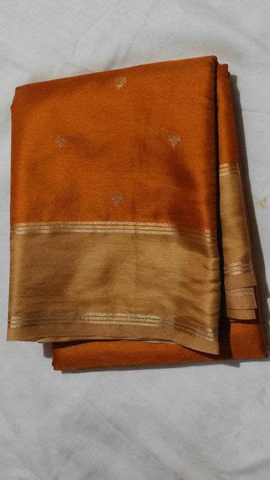 Elegant Mustard Gold Gajji Silk Saree with Rich Zari Border