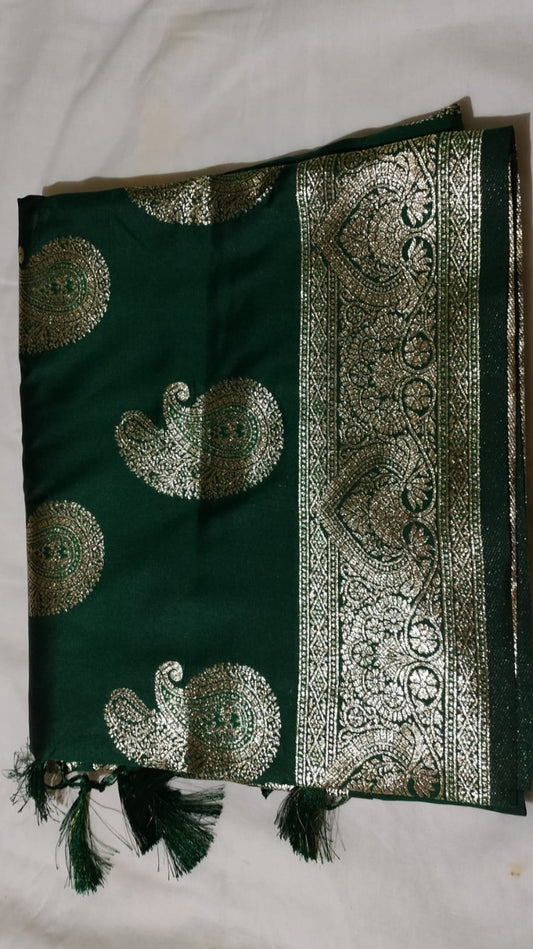 Bottle Green Banarasi Style Silk Saree