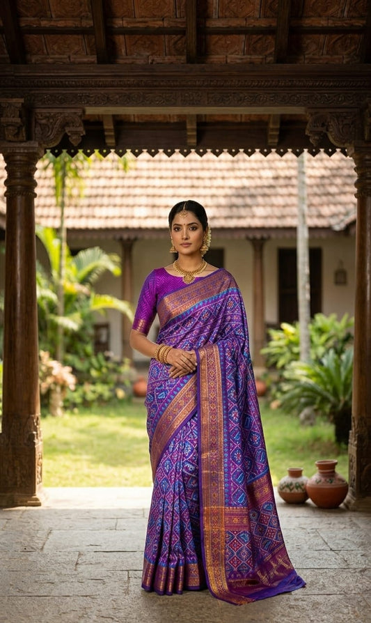 Blue Pochampally Ikat Saree
