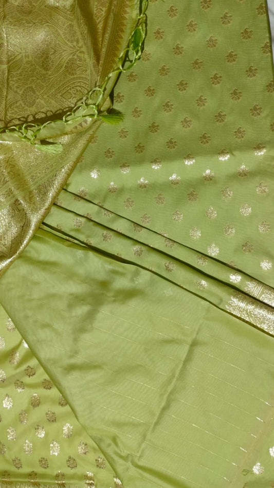 Pista Green Banarasi Zari Butta Saree